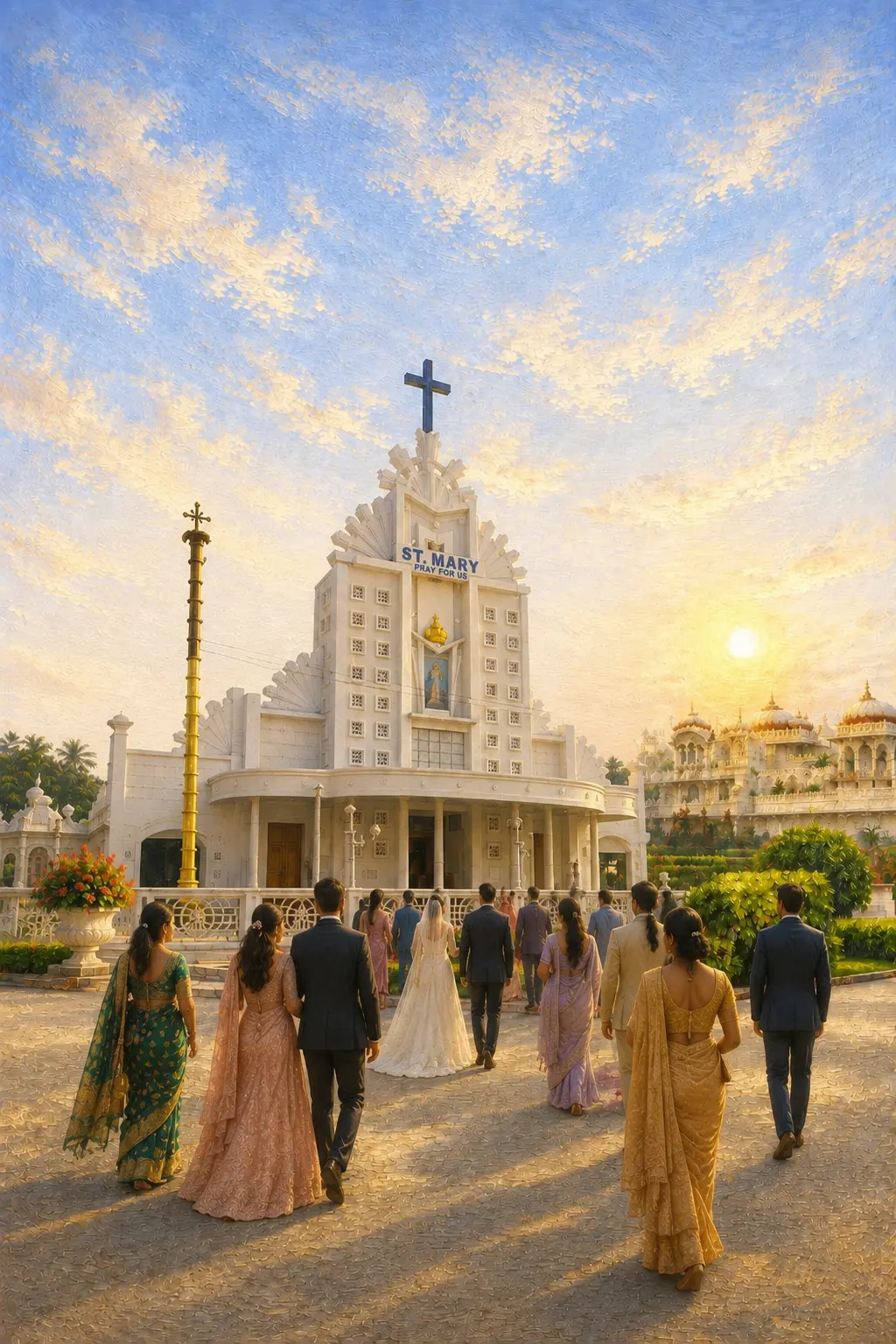 The couple arriving at Royal Palace
